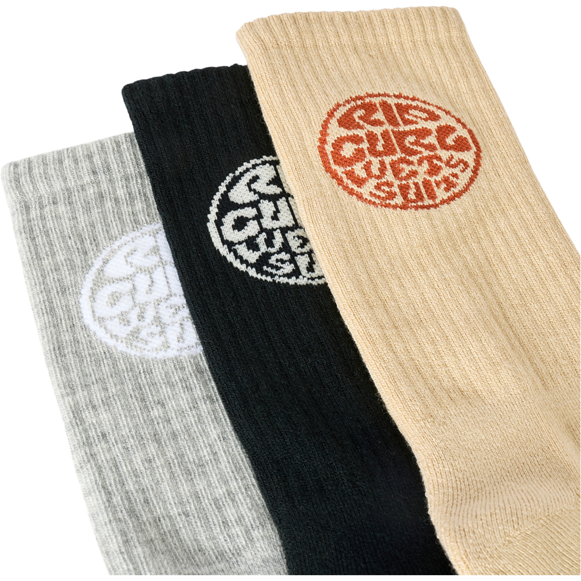 2026 Rip Curl Mens Wetty Crew Sock 3 Pack 009MSO - Khaki Sand